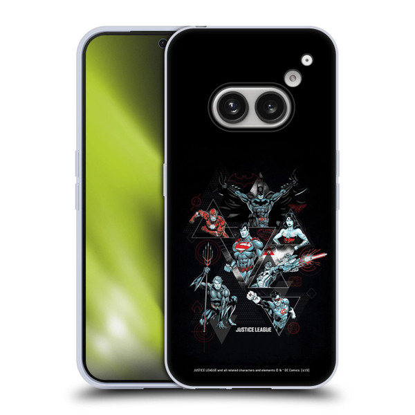 Justice League DC Comics Dark Electric Graphics Heroes Triangle Soft Gel Case for Nothing Phone (2a)