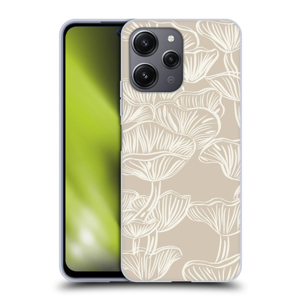 Anis Illustration Mix Pattern Mushrooms Neutrals Soft Gel Case for Xiaomi Redmi 12