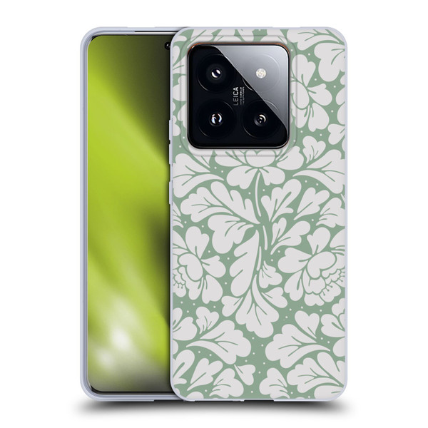 Anis Illustration Mix Pattern Baroque Pastel Green Soft Gel Case for Xiaomi 14 Pro