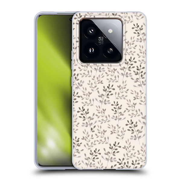 Anis Illustration Mix Pattern Tiny Leaves Beige Soft Gel Case for Xiaomi 14 Pro