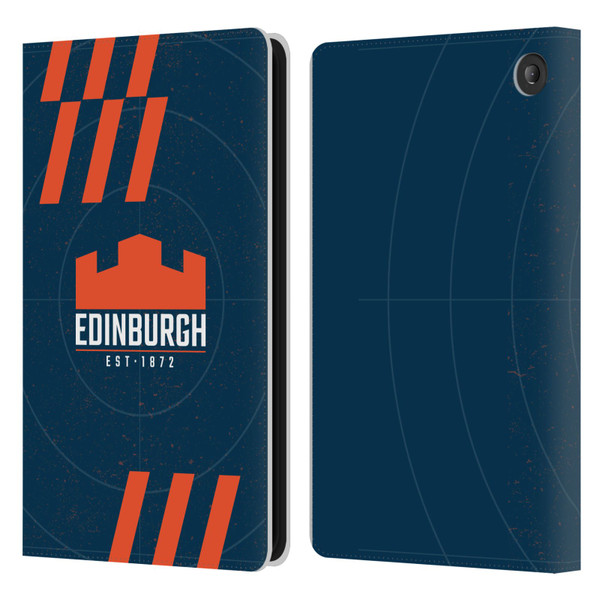 Edinburgh Rugby Logo Art Navy Blue Leather Book Wallet Case Cover For Amazon Fire 7 2022