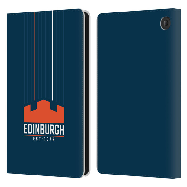 Edinburgh Rugby Logo Art Vertical Stripes Leather Book Wallet Case Cover For Amazon Fire 7 2022