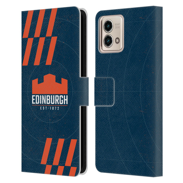 Edinburgh Rugby Logo Art Navy Blue Leather Book Wallet Case Cover For Motorola Moto G Stylus 5G 2023