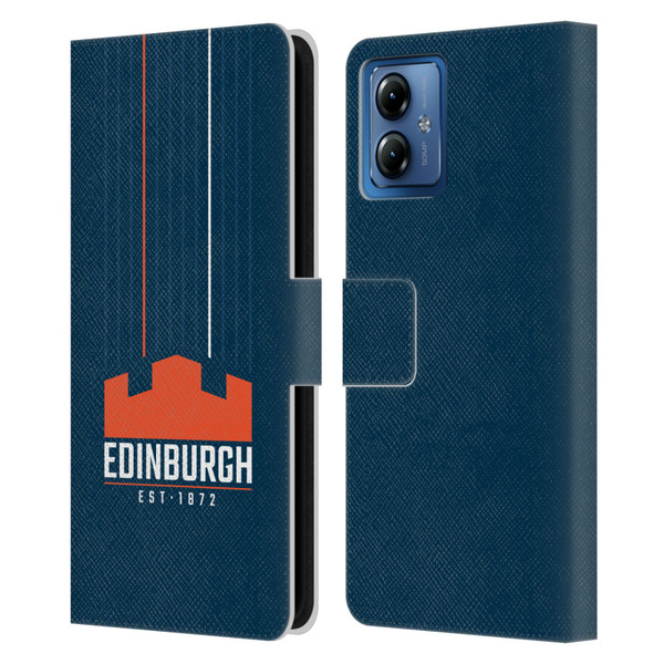 Edinburgh Rugby Logo Art Vertical Stripes Leather Book Wallet Case Cover For Motorola Moto G14