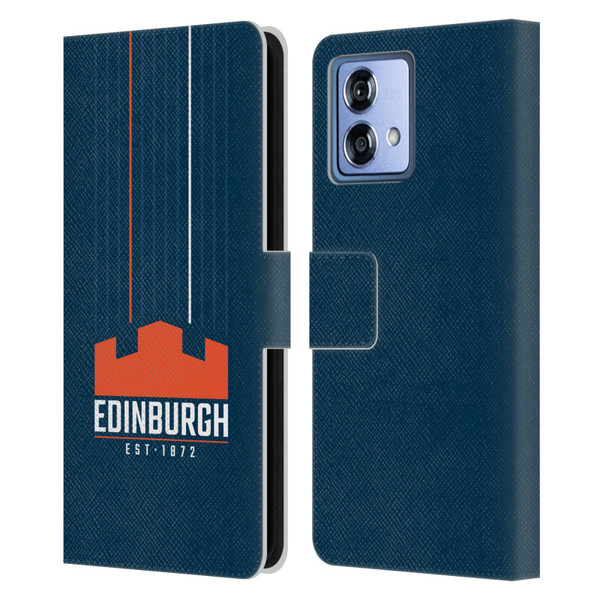 Edinburgh Rugby Logo Art Vertical Stripes Leather Book Wallet Case Cover For Motorola Moto G84 5G