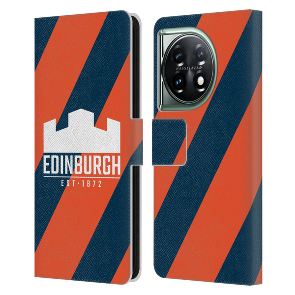 Edinburgh Rugby Logo Art Diagonal Stripes Leather Book Wallet Case Cover For OnePlus 11 5G