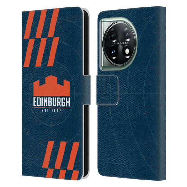 Edinburgh Rugby Logo Art Navy Blue Leather Book Wallet Case Cover For OnePlus 11 5G