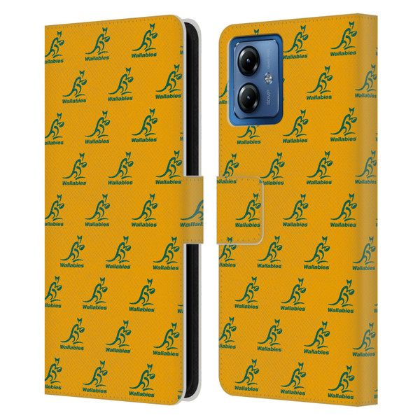 Australia National Rugby Union Team Crest Pattern Leather Book Wallet Case Cover For Motorola Moto G14