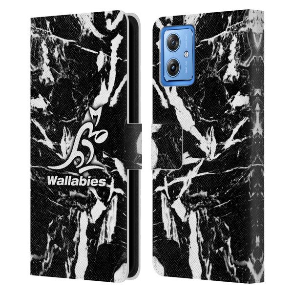 Australia National Rugby Union Team Crest Black Marble Leather Book Wallet Case Cover For Motorola Moto G54 5G