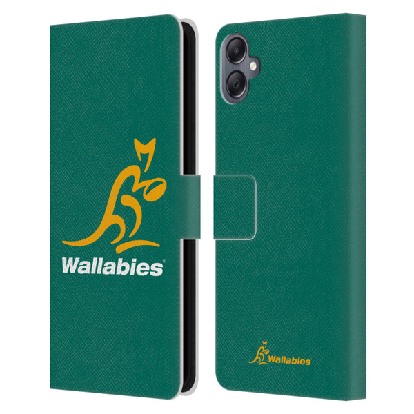 Australia National Rugby Union Team Crest Plain Green Leather Book Wallet Case Cover For Samsung Galaxy A05