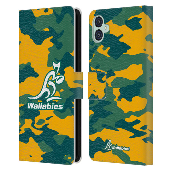 Australia National Rugby Union Team Crest Camouflage Leather Book Wallet Case Cover For Samsung Galaxy M04 5G / A04e