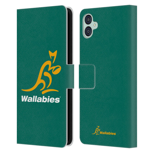 Australia National Rugby Union Team Crest Plain Green Leather Book Wallet Case Cover For Samsung Galaxy M04 5G / A04e
