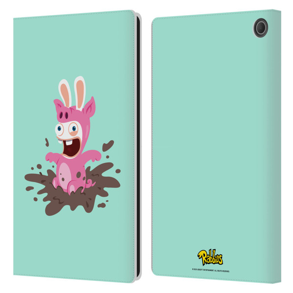 Rabbids Costumes Pig Leather Book Wallet Case Cover For Amazon Fire Max 11 2023