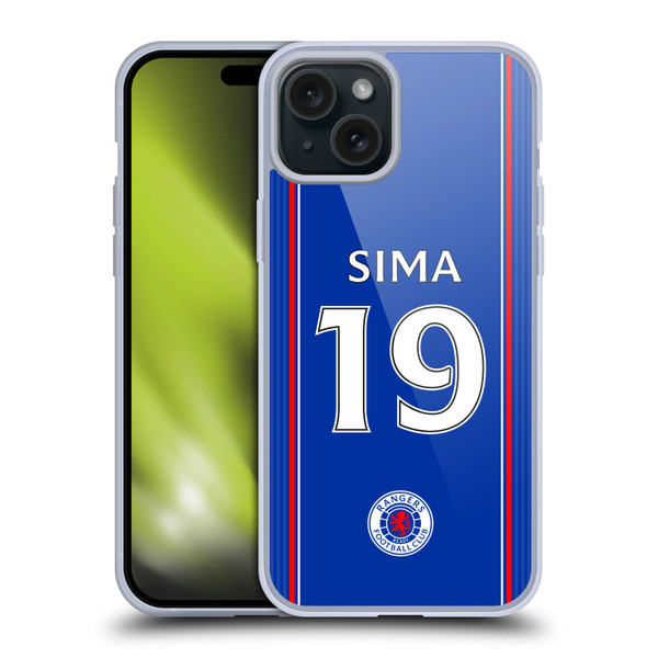 Rangers FC 2023/24 Players Home Kit Mohamed Diomande Soft Gel Case for Apple iPhone 15 Plus