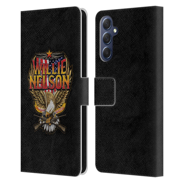Willie Nelson Grunge Eagle Leather Book Wallet Case Cover For Samsung Galaxy M54 5G