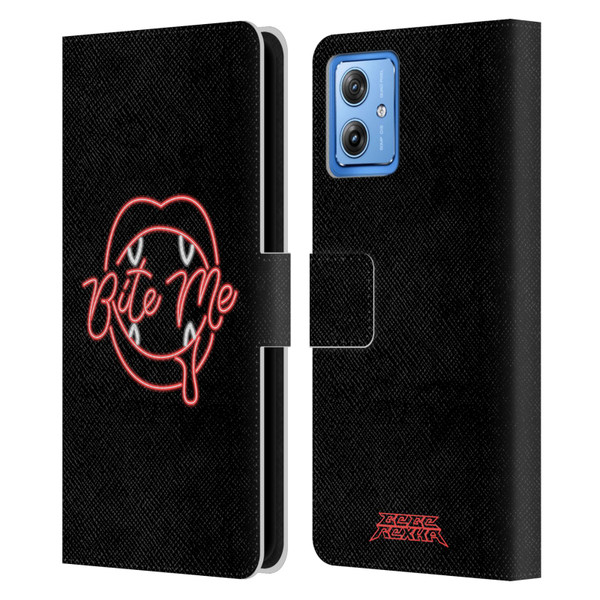 Bebe Rexha Key Art Neon Bite Me Leather Book Wallet Case Cover For Motorola Moto G54 5G