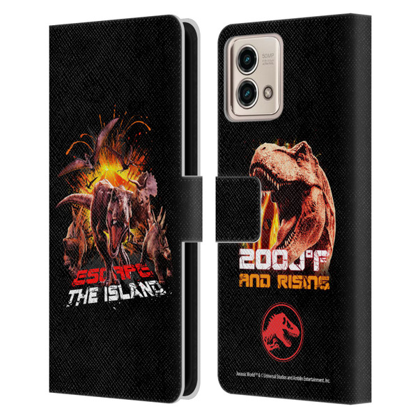 Jurassic World Fallen Kingdom Key Art Dinosaurs Escape Island Leather Book Wallet Case Cover For Motorola Moto G Stylus 5G 2023