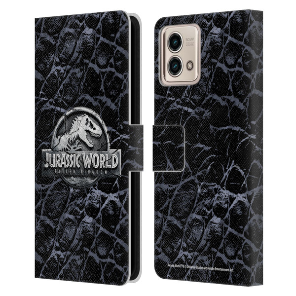 Jurassic World Fallen Kingdom Logo Dinosaur Scale Leather Book Wallet Case Cover For Motorola Moto G Stylus 5G 2023