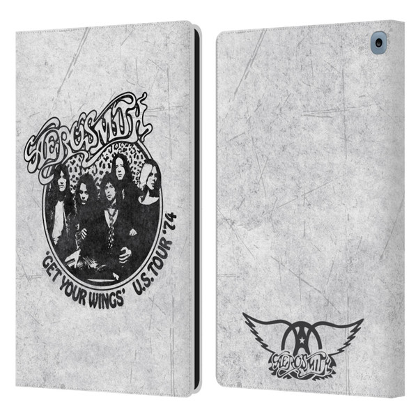 Aerosmith Black And White Get Your Wings US Tour Leather Book Wallet Case Cover For Amazon Fire HD 10 / Plus 2021