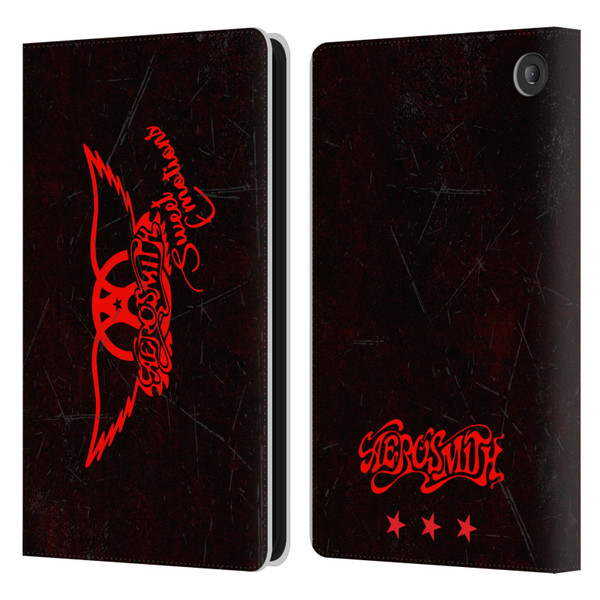 Aerosmith Classics Red Winged Sweet Emotions Leather Book Wallet Case Cover For Amazon Fire 7 2022