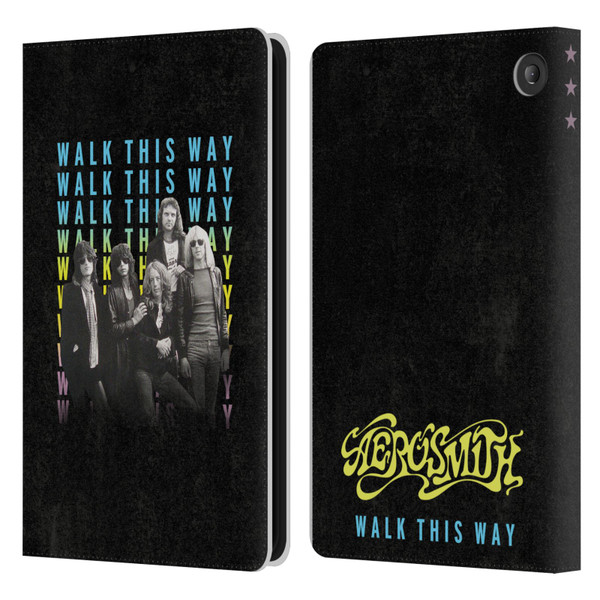 Aerosmith Classics Walk This Way Leather Book Wallet Case Cover For Amazon Fire 7 2022