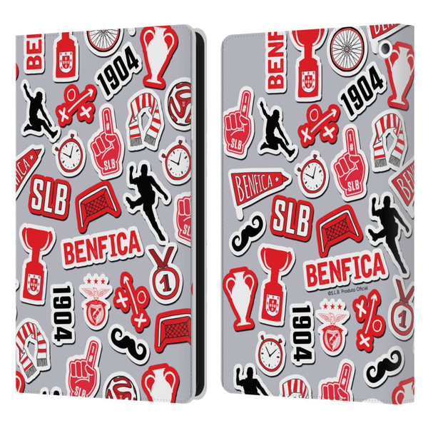 S.L. Benfica 2021/22 Crest Stickers Leather Book Wallet Case Cover For Amazon Fire HD 8/Fire HD 8 Plus 2020