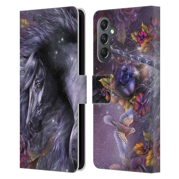 Laurie Prindle Fantasy Horse Blue Rose Unicorn Leather Book Wallet Case Cover For Samsung Galaxy A25 5G