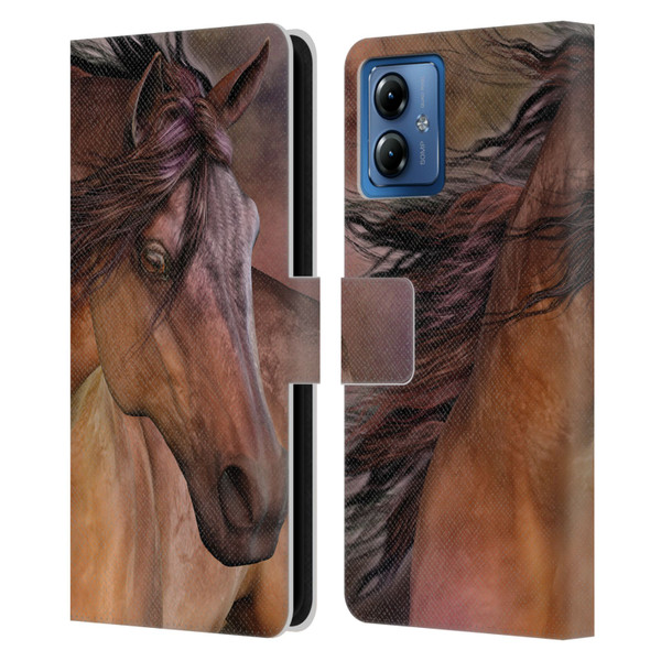 Laurie Prindle Western Stallion Belleze Fiero Leather Book Wallet Case Cover For Motorola Moto G14