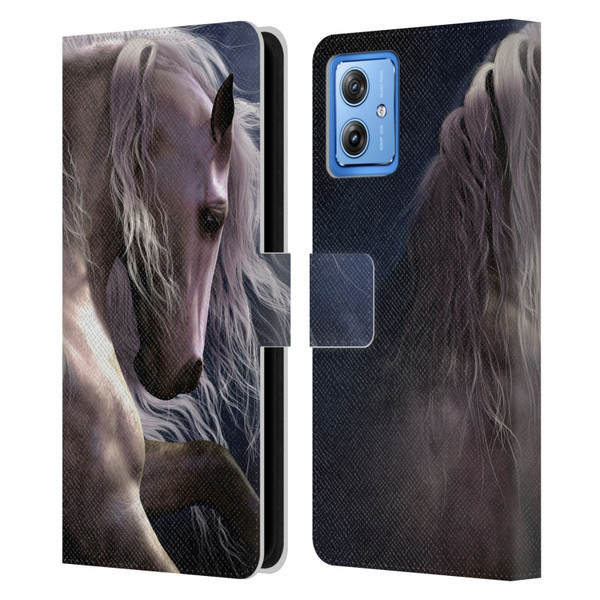 Laurie Prindle Western Stallion Night Silver Ghost II Leather Book Wallet Case Cover For Motorola Moto G54 5G