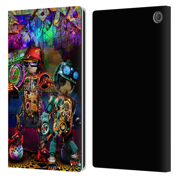 Jumbie Art Visionary Boombox Robots Leather Book Wallet Case Cover For Amazon Fire Max 11 2023