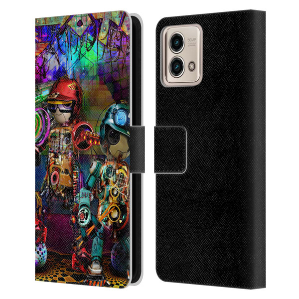 Jumbie Art Visionary Boombox Robots Leather Book Wallet Case Cover For Motorola Moto G Stylus 5G 2023