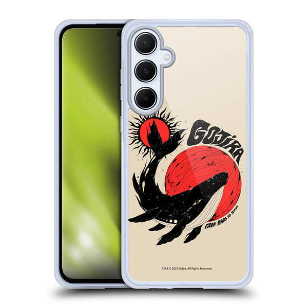 Gojira Graphics Whale Sun Moon Soft Gel Case for Samsung Galaxy A55 5G