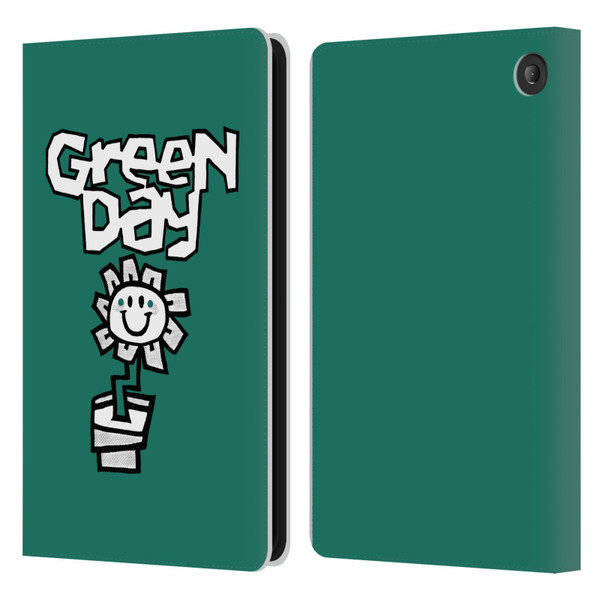 Green Day Graphics Flower Leather Book Wallet Case Cover For Amazon Fire 7 2022