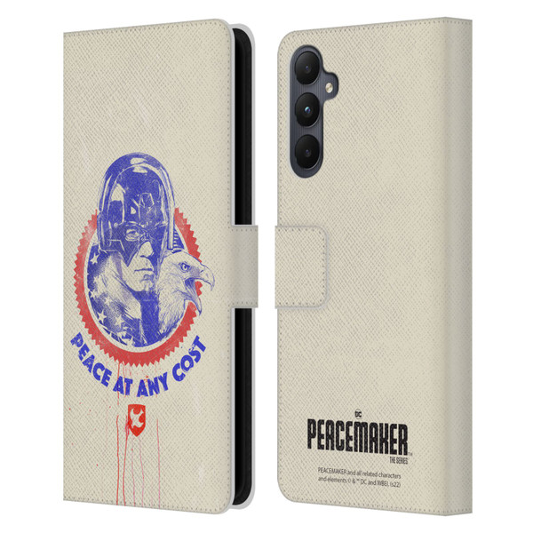 Peacemaker: Television Series Graphics Christopher Smith & Eagly Leather Book Wallet Case Cover For Samsung Galaxy A05s