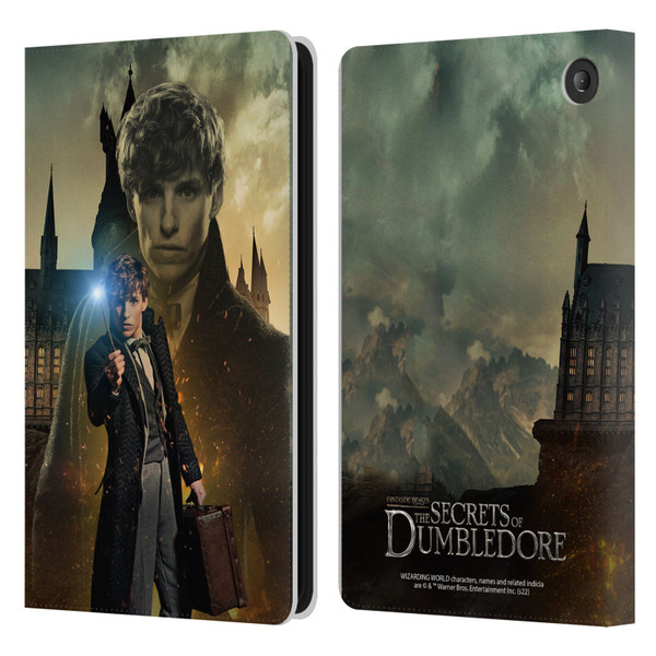 Fantastic Beasts: Secrets of Dumbledore Character Art Newt Scamander Leather Book Wallet Case Cover For Amazon Fire 7 2022