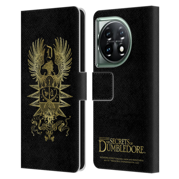 Fantastic Beasts: Secrets of Dumbledore Graphics Dumbledore's Crest Leather Book Wallet Case Cover For OnePlus 11 5G