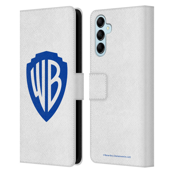 Warner Bros. Shield Logo White Leather Book Wallet Case Cover For Samsung Galaxy M14 5G