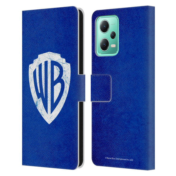 Warner Bros. Shield Logo Distressed Leather Book Wallet Case Cover For Xiaomi Redmi Note 12 5G