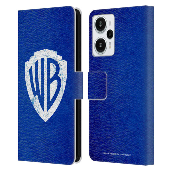 Warner Bros. Shield Logo Distressed Leather Book Wallet Case Cover For Xiaomi Redmi Note 12T