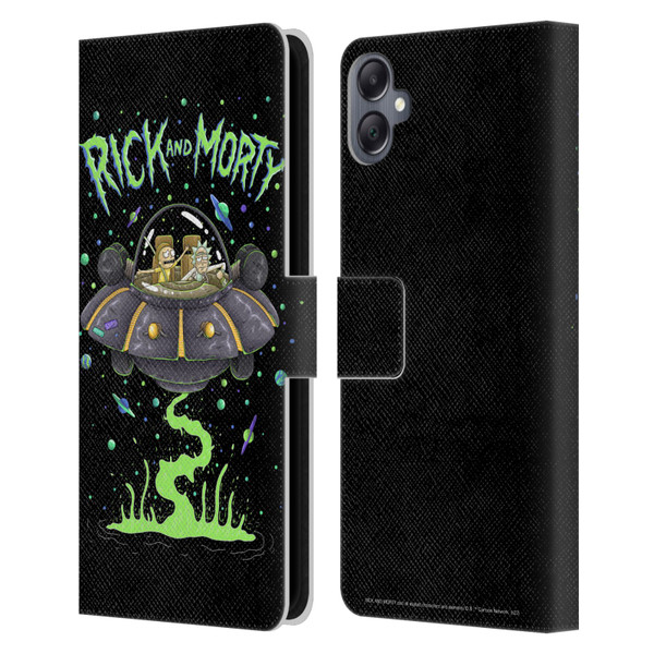 Rick And Morty Season 1 & 2 Graphics The Space Cruiser Leather Book Wallet Case Cover For Samsung Galaxy A05