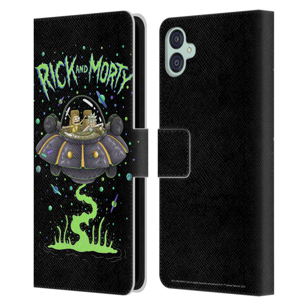 Rick And Morty Season 1 & 2 Graphics The Space Cruiser Leather Book Wallet Case Cover For Samsung Galaxy M04 5G / A04e