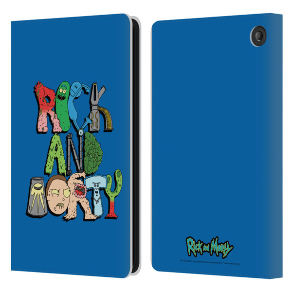 Rick And Morty Season 3 Character Art Typography Leather Book Wallet Case Cover For Amazon Fire 7 2022