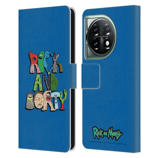 Rick And Morty Season 3 Character Art Typography Leather Book Wallet Case Cover For OnePlus 11 5G