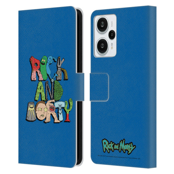 Rick And Morty Season 3 Character Art Typography Leather Book Wallet Case Cover For Xiaomi Redmi Note 12T