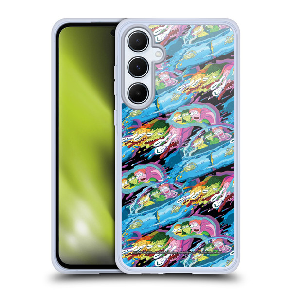 Rick And Morty Season 5 Graphics Warp Pattern Soft Gel Case for Samsung Galaxy A55 5G
