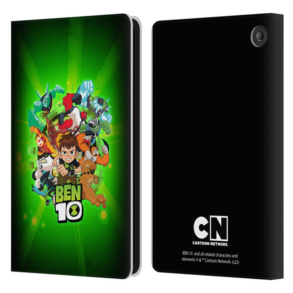 Ben 10: Animated Series Graphics Character Art Leather Book Wallet Case Cover For Amazon Fire 7 2022