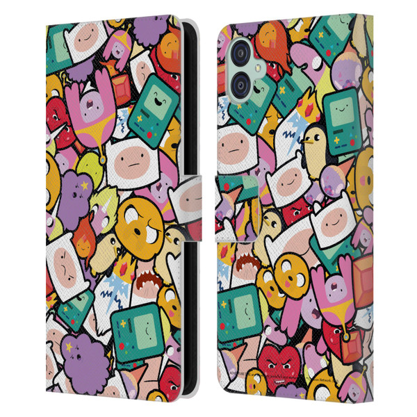Adventure Time Graphics Pattern Leather Book Wallet Case Cover For Samsung Galaxy M04 5G / A04e