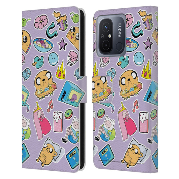 Adventure Time Graphics Icons Leather Book Wallet Case Cover For Xiaomi Redmi 12C