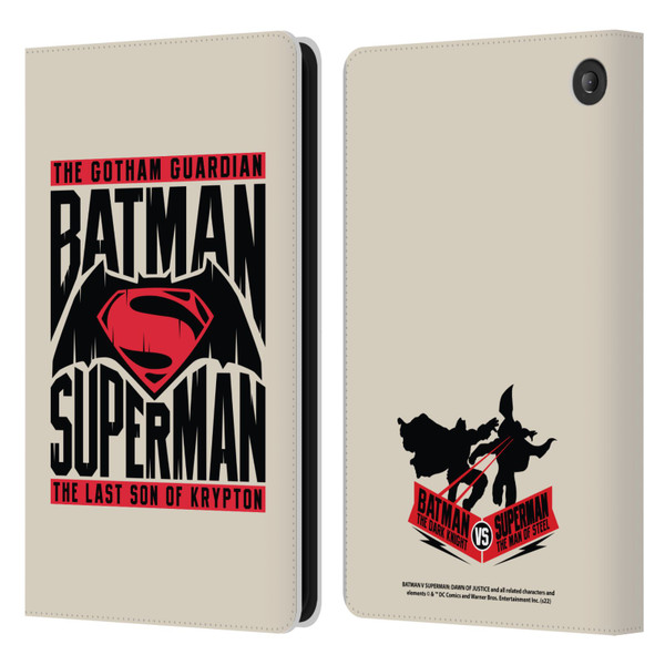 Batman V Superman: Dawn of Justice Graphics Typography Leather Book Wallet Case Cover For Amazon Fire 7 2022