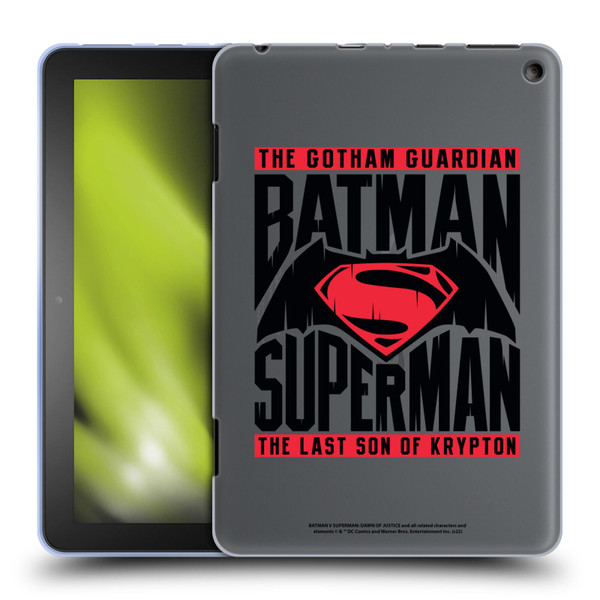 Batman V Superman: Dawn of Justice Graphics Typography Soft Gel Case for Amazon Fire HD 8/Fire HD 8 Plus 2020